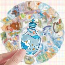 50 Transparent Stickers With Cartoons, Office Supplies Stickers, Notebooks, Planners, Phone Cases, Suitcases, Guitars, Water Bottles, School Supplies, Back To School