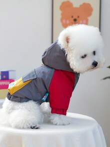 1pc Pet Clothes, Dog/Cat Outfit, Cute Apparel For Small Dogs, Warm & Comfortable Padded Coat For Small Dogs, Autumn/Winter - Gray - Grey - View 3