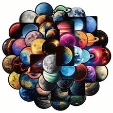 Halloween Back To School Label Process Stickers 1 Pack Of 50 Universe Planets Graffiti Stickers Electric Vehicle Helmet TV Water Cup Trolley Case Stickers