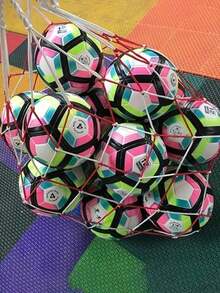 1 szt. Pogrubiona siatka na piłki sportowe, czerwono-biała [Duża siatka] Duża, pojemna siatka do koszykówki | 1 szt., odważna, do koszykówki, siatkówki, piłki nożnej, tenisa i piłek do sportów na świeżym powietrzu. Mieści 10-20 piłek lub siatkową torbę do przechowywania sprzętu sportowego. Trwała konstrukcja, idealna na szkolne boiska sportowe.