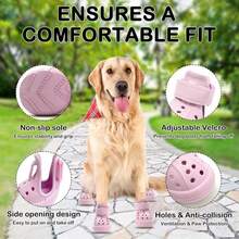 Dog Shoes For Hot Pavement,Non-Slip Waterproof Breathable Easy To Clean Put On And Take Off Dog Boots,Paw Protector For Hot Summer Roads Winter Snow (Pink, Size 8:(315"X256")(L*W)) - ColorA - 查看 2