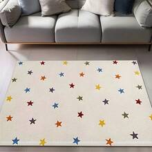 1pc Lightweight Soft Faux Cashmere Rectangle Mat, Colorful Polka Dot Pattern Faux Cashmere Rug, Lightweight Soft Comfortable, Suitable For Bedroom, Living Room And Nursery - Decorative Beige Floor Mat, Colorful Polka Dot Pattern, Thin And Easy To Clean, Living Room Carpet - Multicolor - View 4