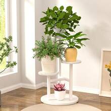 四层室内外植物架，金属木质结构，适用于各种室内植物，转角多层花草架，适用于阳台、花园、露台等场所。