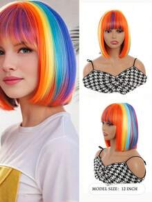 10英寸、12英寸、14英寸、18英寸短假发，直发、卷发、波浪发，刘海，中分卷发，日常假发，洛丽塔风格，万圣节，派对场合 - 彩色 - 查看 17