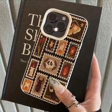 1pc Vintage Skull & Insect Stamp Pattern TPU Phone Case, Compatible With IPhone/ Phones - White - View 1