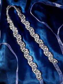 1pcs Bridal Belt Wedding Sash Belt With Crystal Rhinestones For Wedding Dress Bride Bridesmaid Gown - 銀色 - 查看 8