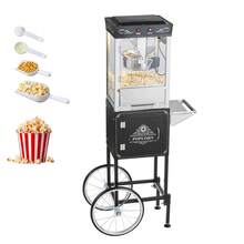 Popcorn Machine With Cart, 8oz Stainless Steel Kettle, 800W Commercial Popcorn Maker, 48 Cups Per Batch Theater Style Popper, With 2-Button Control Glass Wall PC Door 1 Scoop 3 Spoons, Black - Cart-mounted (black) - View 9