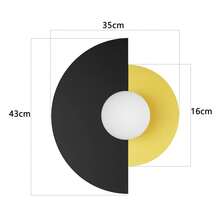 壁灯 室内壁灯 卧室 - 卧室灯 黑金复古壁灯 玻璃和金属 现代设计 E14 圆形楼梯灯 适用于门厅 床 走廊（无灯泡） - 半圓款 - 查看 8