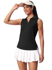 Women's Sleeveless Golf Shirts UPF 50+ Quickly Dry Tennis Polo Lightweight Sports Athletic Tank Tops - màu đen - Xem 5
