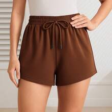 Women's Basic Sweatpants, Comfort, Casual, Everyday, Heart Print - Rust Brown - View 2
