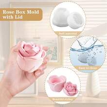 Heart Jar Resin Mold With Rose Lid Epoxy Resin Storage Box Casting Mould DIY Jewelry Trinket Candy Container Silicone Moulds Epoxy Concrete Cement Plaster Planter Candle Vessel Craft Molds