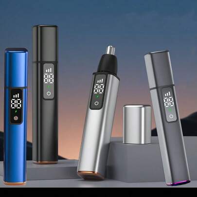 男士电动耳鼻毛修剪器 - USB 充电，无痛眉毛和面部脱毛器，触摸屏 2 秒开启，3 档速度可调，便携式耳鼻毛修剪器，送给男朋友、家人的绝佳礼物