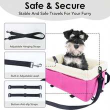 Dog Car Seat For Small Dogs, Center Console Dog Car Seat With Metal Frame &Amp; Double Protection Seat Belts, Pet Booster Seat With Safety Leash And Storage Pocket For Pets Dogs Cats, Grey - ColorE - 查看 3