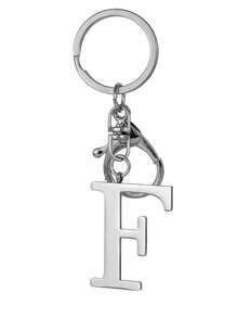 1pc Elegant Silver Letter Keychain, A-Z Alphabet Pendant, Fashionable Alloy Key Chain, Can Be Hung On Bags Or Car Keys, Perfect Accessory For Daily Use, Also A Great Gift For Couples, Friends And Family - Multicolor - View 18