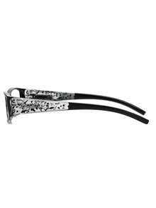 2pcs Rectangle Diamond Decorated Pattern Fashion Glasses, Suitable For Work, Computer Use & Daily Wear - 黑+黑 - 查看 10