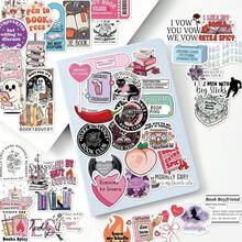 50 Romantic Reading Stickers Tablet Ledger Phone Case Diary Skateboard Guitar Violin Decoration, Halloween, Back To School Label Processing Stickers