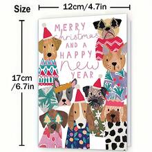 1张趣味圣诞贺卡，附信封。圣诞毛衣帽子狗狗贺卡——馈赠亲朋好友的完美之选。独特的礼物（12厘米/4.7英寸 X 17厘米/6.7英寸） - 彩色 - 查看 2