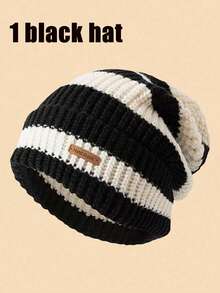4/1 Piece Of Loose Large-Head Woolen Hat, Windproof And Warm All-Match Knitted Hat, Pile Hat, Cold-Proof Earmuffs, And Knitted Touch-Screen Gloves. Autumn Decor Valentines Gift - Multicolor - View 4