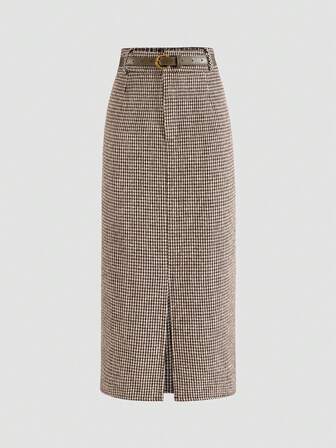 Spódnica damska w pepitkę, modna, uniwersalna, elegancka, luźny krój, wyszczuplająca