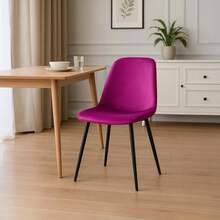 CLP Maryam Padded Dining Chair, Kitchen Chair With Backrest And Black Metal Frame, Supports Up To 150 Kg, Color: Purple, Material: Velvet - Gris clair - Xem 10