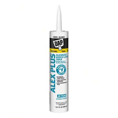 White Acrylic Latex Caulk For Indoor & Outdoor Use, Paintable & Waterproof Sealant, 10.* Oz