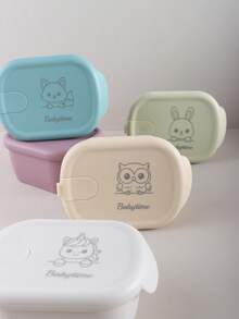 Custom Pattern And Name 1pc Silicone Baby Food Storage Container, 300ml Leak-Proof Snack Box, Bento Lunch Box For Kids, Microwave & Freezer - Multicolor - View 8