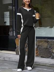 Contrast Color Casual Pocket With Contrast Color Fine Edge Drawstring Daily Wear