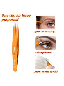 High Quality Stainless Steel Eyebrow Tweezers, Ingrown Hair Tweezers, Precision Slanted Eyebrow Tweezers, Hair Removal Tweezers - Coral Orange - View 2