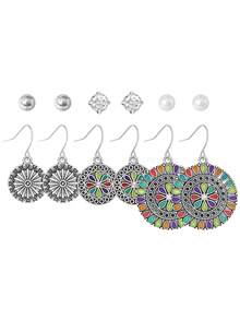 TopHanqi Bộ 54/24/6 khuyên tai tông bạc Bohemian cổ điển dành cho nữ, khuyên tai dạng đinh tán rỗng hình học bằng hợp kim kẽm, đa năng để đeo hàng ngày, dự tiệc, đi làm, mọi mùa - Màu Bạc Cổ - Xem 11