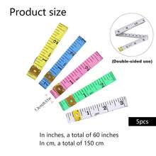 5PCS Soft Tape Measure, 60in Double Scale Ruler Measuring Tape Fabric Sewing Ruler For Body Measurement Weight Loss Cloth Knitting Craft(White,Rose Red,Yellow,Blue,Green) - Multicolor - View 18