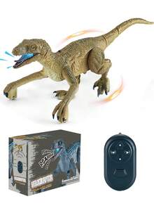 1 pieza Juguete de dinosaurio con control remoto (para niños de 3 a 5 años), juguete de Velociraptor jurásico, dinosaurio robot con control remoto electrónico con función de caminar, efecto de rugido, función de demostración, adecuado para regalos de cumpleaños, Navidad, Halloween, Pascua para niños y niñas de 3 a 12 años