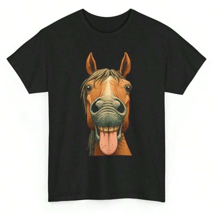 Funny Horse T-Shirt - Novelty Humorous Horse Riding Graphic Tee - màu đen - Xem 1