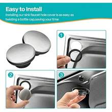 1/2/3pcs Kitchen Sink Hole Cover Black, Faucet Hole Cover Brushed Nickel Sink Caps For Top Holes Blanking Plug Stopper Basin Cover, Metal Stainless Steel Plug - Silver - View 3