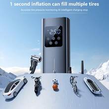 One Set Of Car Air Compressor - Portable Car Tire Inflator, Multiple Inflation Modes Car Inflation Pump With Free Inflation Accessories, 150PSI Pressure, Mini Electric Air Pump With Digital Pressure Gauge And LED Lighting Function, With Tire Pressure Detection, Automatic Inflation, Automatic Stop, Etc., Small Size And High Power. Suitable For Cars, Families, Motorcycles, Bicycles, Etc., Holiday Gifts