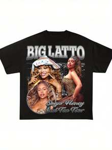 Latto Shirt- Hip Hop Tee- Big Latto- Rapper T Shirt- Sugar Honey Iced Tea Concert - màu đen - Xem 1
