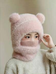 1 件儿童无檐小帽，带颈部保暖器，针织滑雪面罩，适合日常穿着、户外、骑行、运动，适合 2-5 岁儿童，秋冬季 - 1PC - 查看 4