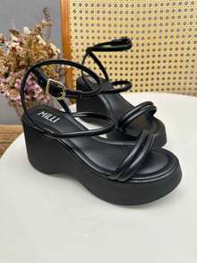 Milli Women's Anabela Black Platform Sandal - 黑色 - 查看 8