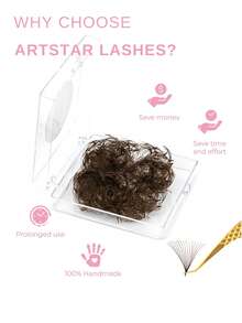 ARTSTAR Curl D 500 Fans Dark Brown Fan Lashes Eyelash Extensions 4D 5D 6D 8D 10D 12D 16D 20D Pointy Base Premade Medium Stem Sharp Thin Russian VolumeLash Brown Lashes - D - View 3