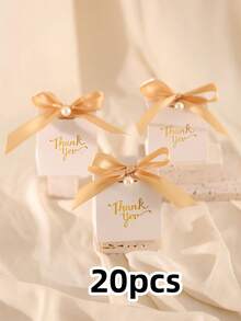 20/50个装白色礼品包装盒，配高级丝带和珍珠装饰 - 适用于派对、生日、婚礼、情人节等场合的礼品盒 - 彩色 - 查看 15