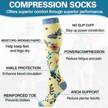 6 Paar Blumen Kompressionsstrümpfe Damen Herren atmungsaktive Kniestrümpfe Damen Sportkompressions-Socken für Laufen, Radfahren, Wandern, Krankenschwester Blumen Kompressionsstrümpfe Geburtstagsgeschenk Kompressionsstrümpfe 2026 Neuankömmling - Verschiedenfarbig - Übersicht 4