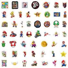Super Mario 50 pièces/100 pièces Ensemble d'autocollants de dessin animé Super Mario, en matériau PVC imperméable, convient pour le DIY sur téléphone, ordinateur portable, planche de skate, sac à main, etc. - Art de dessin animé amusant pour adultes, cadeau idéal pour les fans de Super Mario, idéal pour la décoration d'hiver, du Nouvel An et de Noël