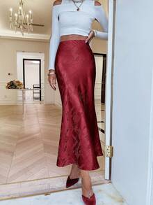 Sollinarry Jednolita Kolorowa Spódnica Maxi High Street Minimalistyczna Slim Fit, Codzienny Styl, Lato