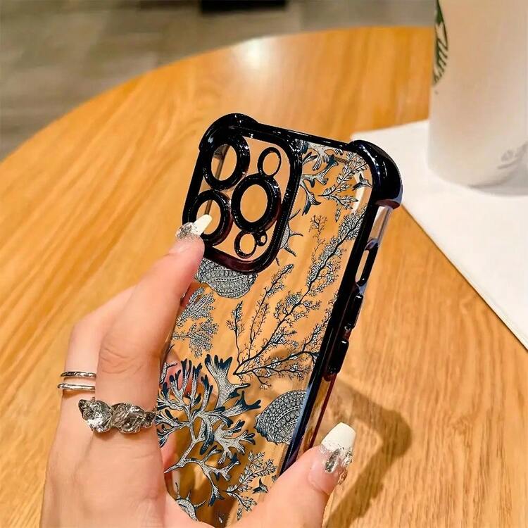 Funda de Teléfono de Ilustración de Arte Creativo Mundo Submarino para 17 16 15 14 13 12 11 Pro X XR XS 8 Plus, Cubierta Trasera Transparente Suave a Prueba de Golpes - Colores mixtos - Añade 4