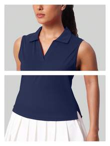 Women's Sleeveless Golf Shirts UPF 50+ Quickly Dry Tennis Polo Lightweight Sports Athletic Tank Tops - 藏蓝色 - 查看 7