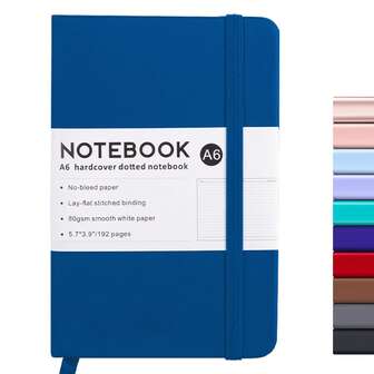 A6 PU 皮革笔记本记事本带丝带页标和笔架槽适合女士男士日记本书写