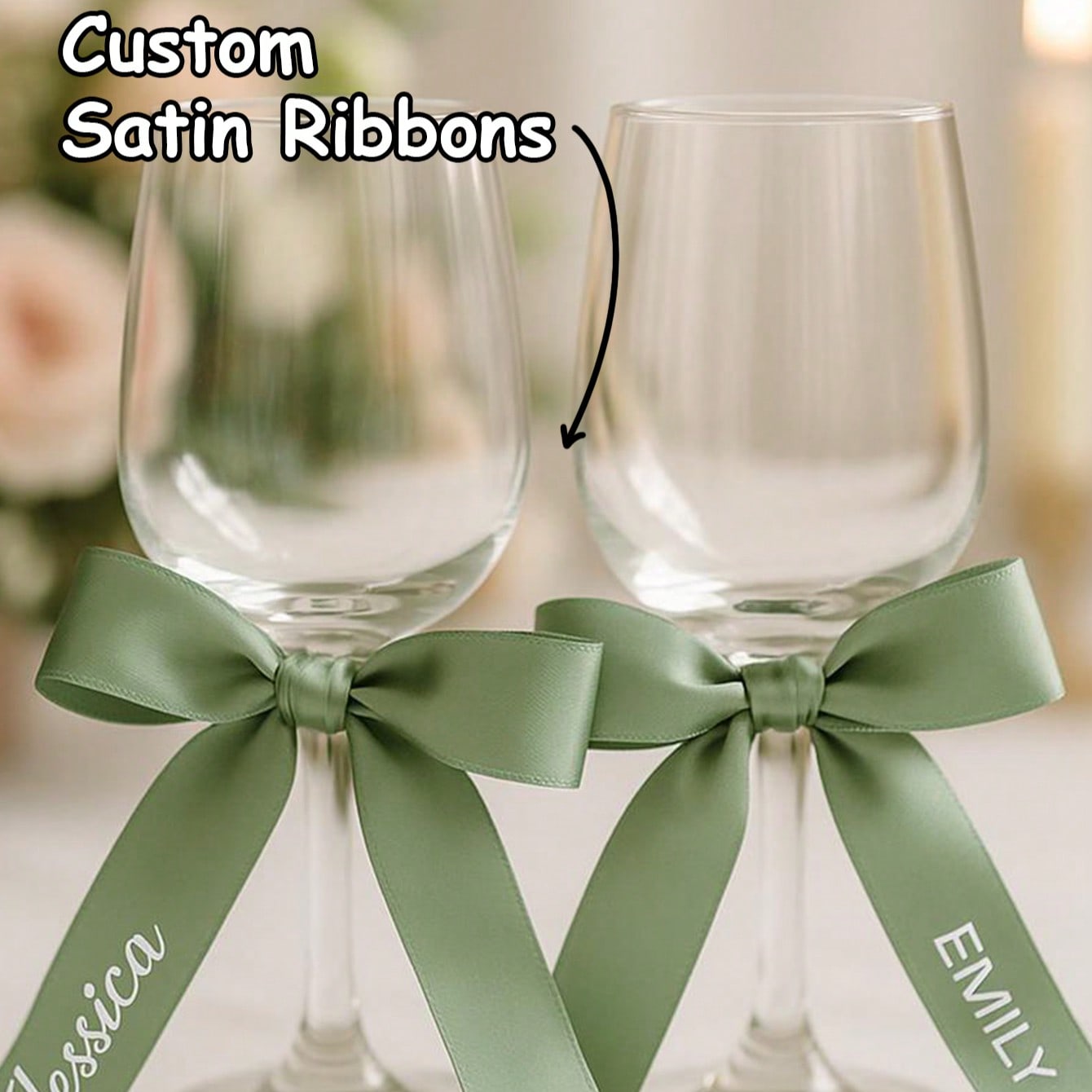1/5/10pcs Personalized Custom Text Satin Ribbon - 2.5cm X 65cm, Custom Name Print, Satin Finish - Great For Wedding Glass Place Settings, Bridal Party Favors, Hen Party Tags - Suitable For Brides, Grooms, Wedding Planners, Party Organizers - Name Tags, Gift Wrapping Ribbon, Bridal Hanger Decor, Wedding Accessory,Name Tags, Wedding Guest Tags, Bridal Hanger Ribbons