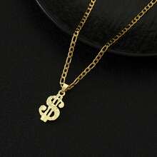 dollrinboy 1 件 14K 镀金美元符号吊坠项链，男女适用，精致不锈钢链项链，万圣节配饰礼物 - 錢 - 查看 1