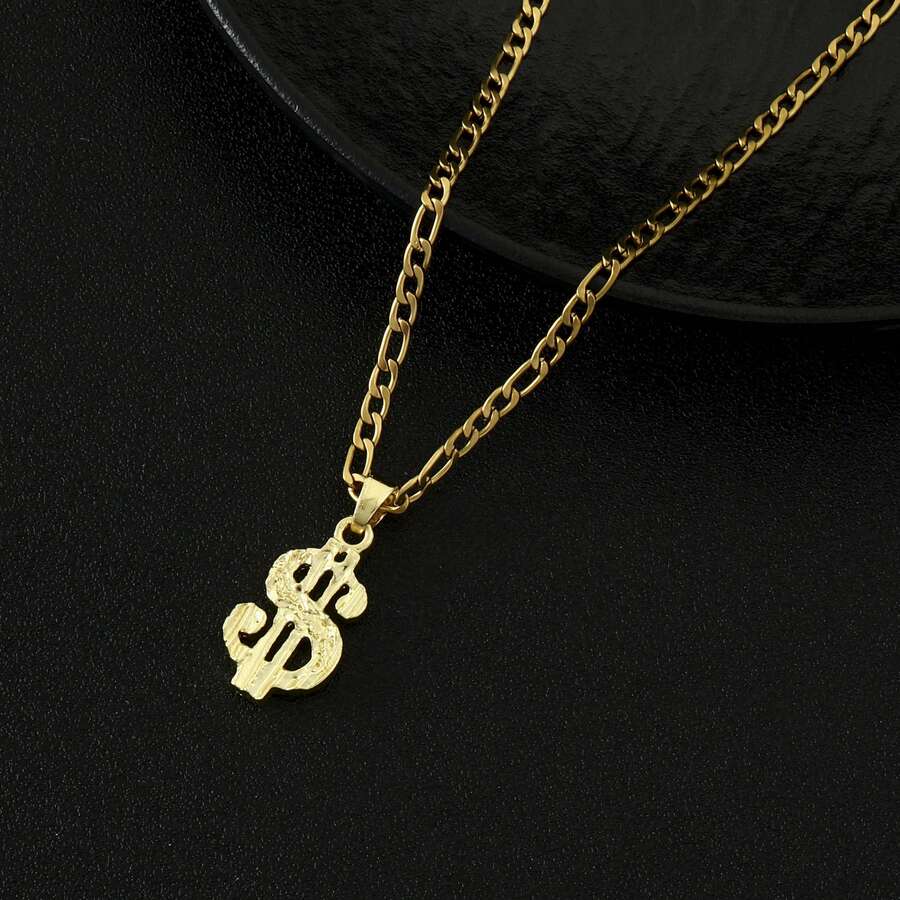 dollrinboy 1 件 14K 镀金美元符号吊坠项链，男女适用，精致不锈钢链项链，万圣节配饰礼物 - 錢 - 查看 1