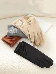 1 Pair Women's Autumn/Winter Touchscreen Thermal Lined Gloves, Fashion Outdoor Sports Cycling Driving Gloves