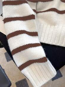 Women's Striped Color Block Turtleneck Knit Pullover Sweater